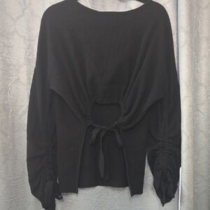 AKIRA Black Tie-Front Blouse